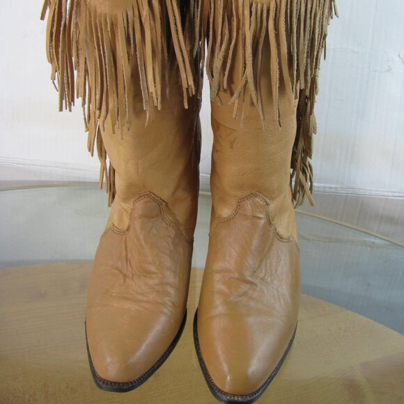 Dingo Women's Vintage Western Boots Tan Brown Fringe Leather Size 7.5 M - Picture 3 of 9